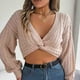 thumbnail image 4 of Suéter de cuello en V para mujer, moda informal, manga larga, cuello en V, sólido, sudadera para mujer, blusa, suéter para mujer, 4 of 8