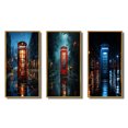 thumbnail image 2 of Designart "Urban Icon Red Telephone Booth I" Cityscapes Framed Wall Art Set Of 3 - Red Telephone Booth Frame Gallery Set For Office Decor, 2 of 6