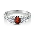 thumbnail image 2 of Gem Stone King 10K White Gold Red Garnet and Lab Grown Diamond Engagement Ring for Women | 1.99 Cttw | Oval 7X5MM | Gemstone January Birthstone | Size 6, 2 of 5