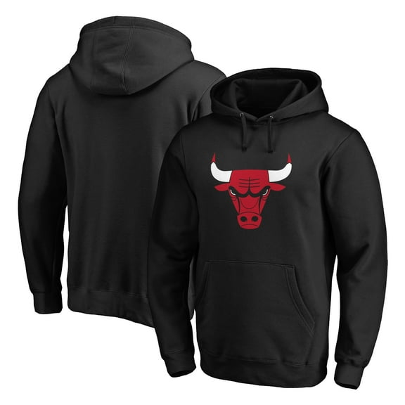 Men's Black Chicago Bulls Primary Mascot Logo Pullover Hoodie