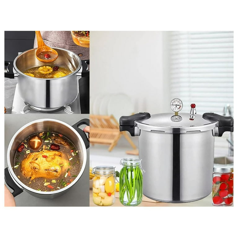 25 Quart Pressure Canner Cooker Induction Compatible Built in luxury digital pressure gauge With 1 steaming tray Pressure release 13 PSI 5 Percent Delivery from US Walmart
