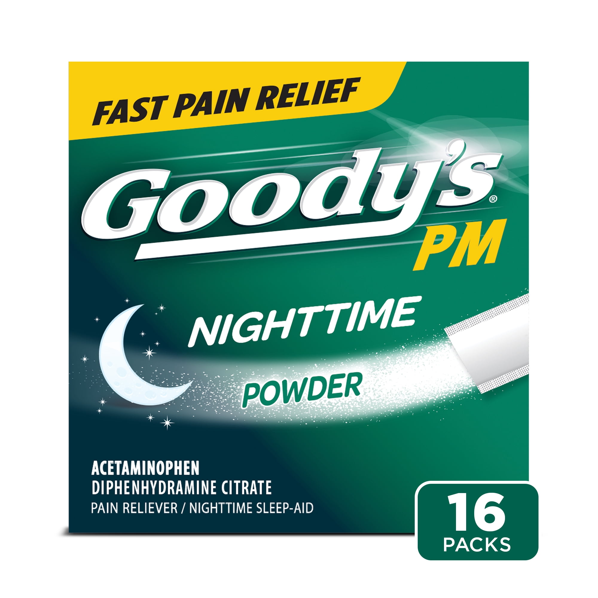 Goody's PM for Pain with Sleeplessness Nighttime Powder, 16 Powder Sticks