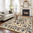 thumbnail image 3 of Vintage Flowers Pattern Washable Area Rug 8 x 10 ft Brown Classical Bohemian Style , Soft Non Slip Rugs Stain Repellent Indoor Felt Carpet for Living Dining Room Bedroom Home Office, 3 of 9