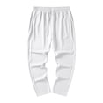 thumbnail image 4 of Domuza Casual Baggy Pants for Men Drawstring Stretch Wide Leg Lounge Travel Pants Streetwear with Pockets White XL, 4 of 6