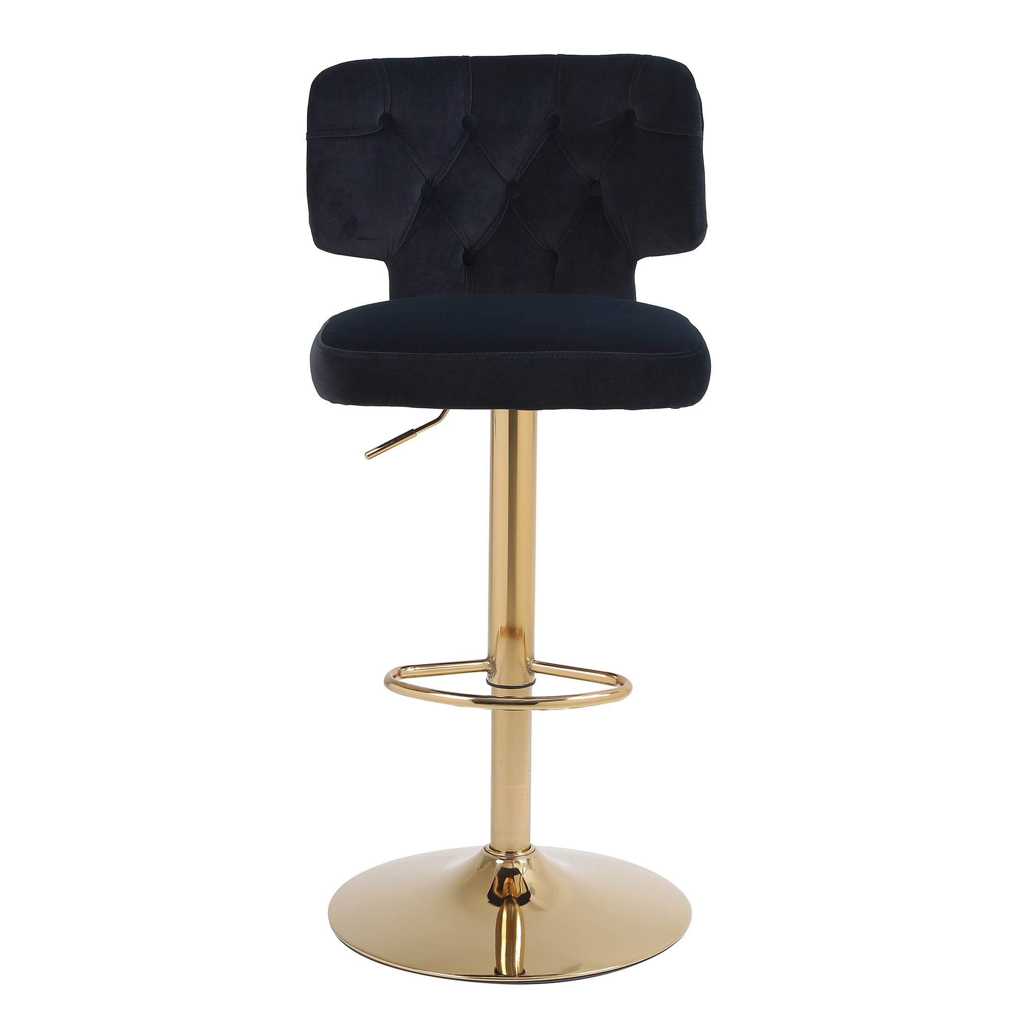 Kadyn Set of 2 Adjustable Swivel Bar Stools Chair with Back& Footrest for Home, Black Kadyn Set of 2 Adjustable Swivel Bar Stools Chair with Back& Footrest for Home, Black