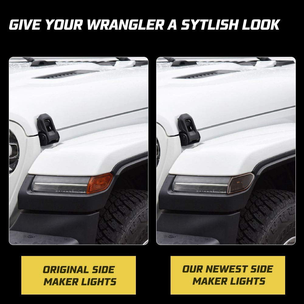 2x Clear Lens LED Front Bumper Side Marker Light For Jeep Wrangler JL 2018