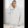 thumbnail image 4 of Sudadera Holgada de Larga con Capucha para Mujer, Estilo Informal, para Otoño e Invierno. Gris Plata L, 4 of 8