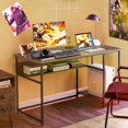 thumbnail image 2 of Giantex Computer Desk, PC Gaming Table w/Power Outlet & USB Ports for Home Office, Brown, 2 of 6