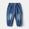 thumbnail image 4 of ZACPNCV Toddler Boys Cotton Elastic Waist Denim Pants with Pockets Trousers Casual Joggers Pants Long Jeans Pants Blue 7-8 Years, 4 of 9