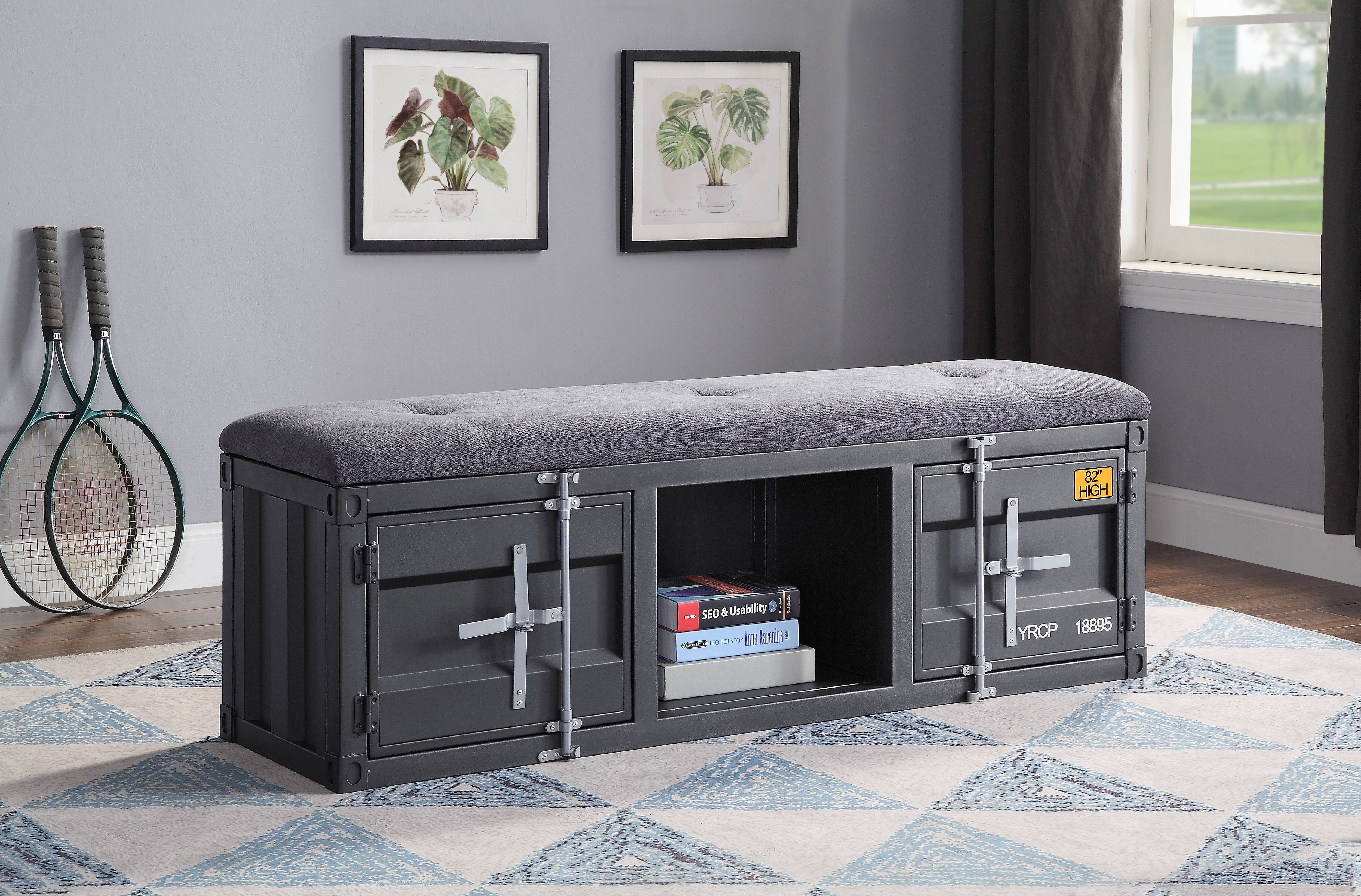 Acme Cargo Container Style Metal Storage Bench, Multiple Colors