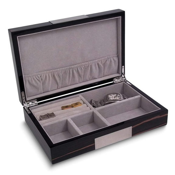 High Gloss Lacquered Valet Box - Ebony Finish - 9.75W x 2.5H in.