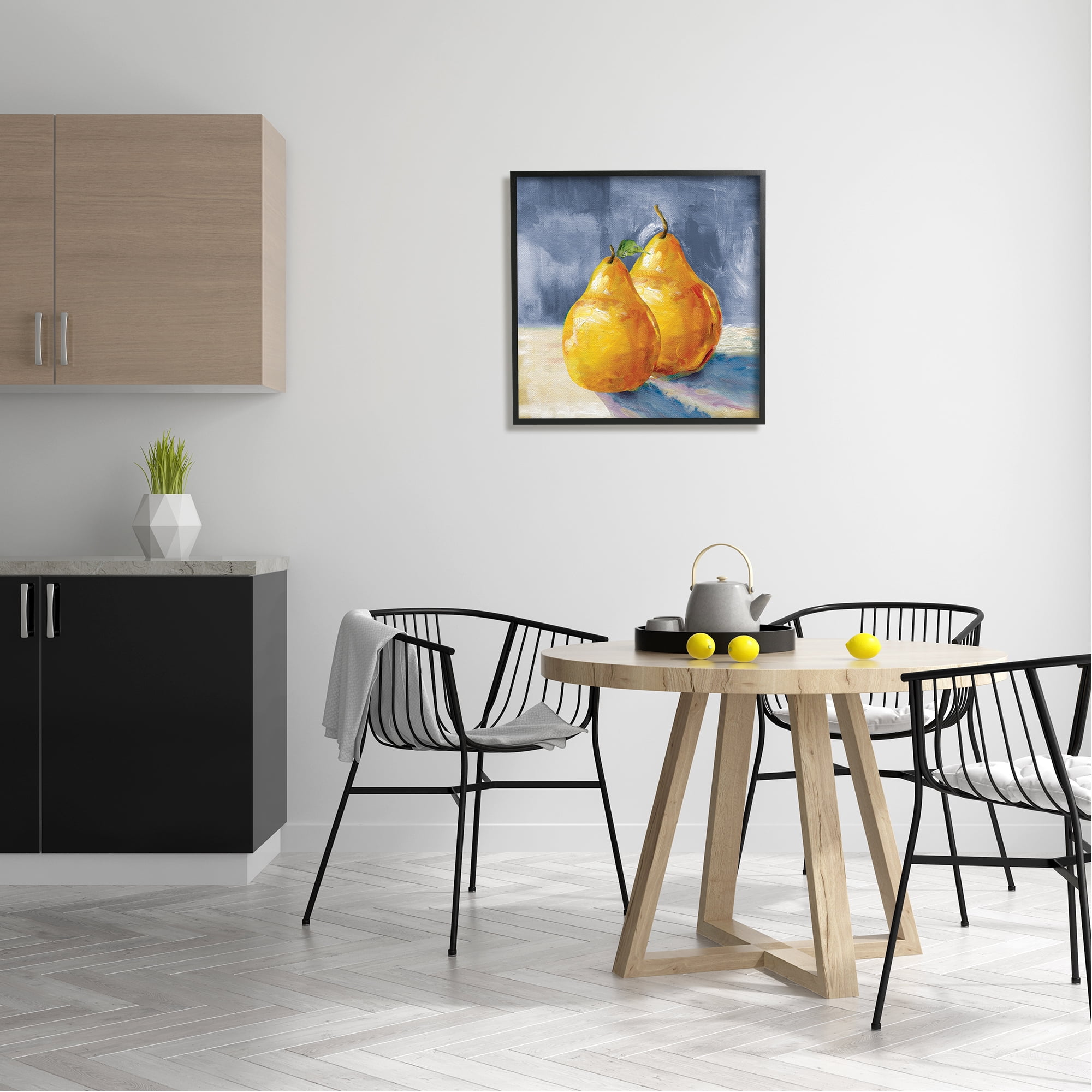 Stupell Industries Classic Yellow Pears Delicious Fruit Still Life Painting Black Framed Art Print Wall Art, Design by Carol Robinson