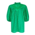 thumbnail image 5 of Jzuxvd Eyelet Tops for Women Summer Tops, Eyelet Blouse for Women Hollow Out Lace Top Embroidered Blouses, V Neck Button Puff Sleeve Green M, 5 of 5