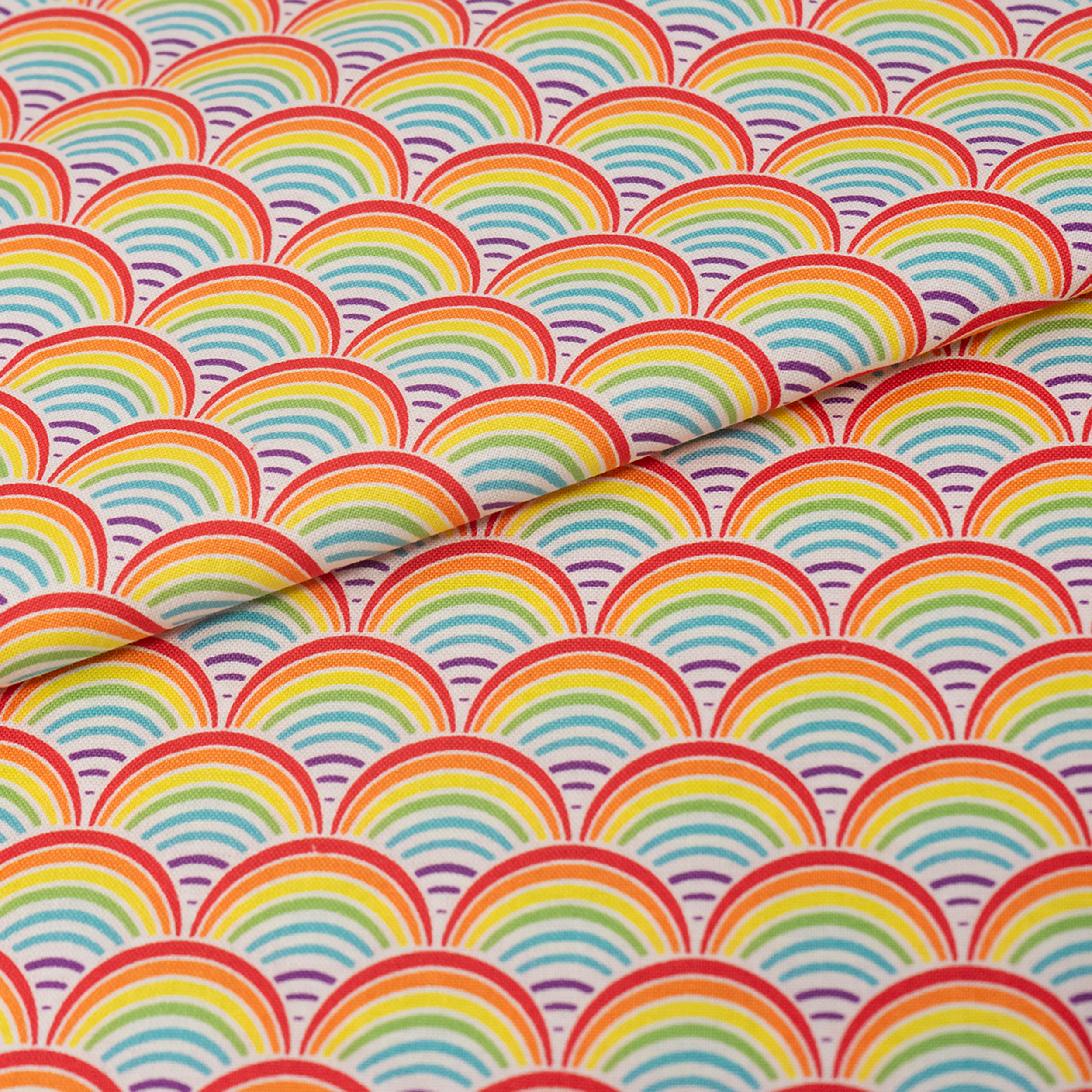 Singer Fabric, 100% Cotton, Sewing & Crafting, 44" Wide, Rainbow Geo Scallops, Cut by Yard