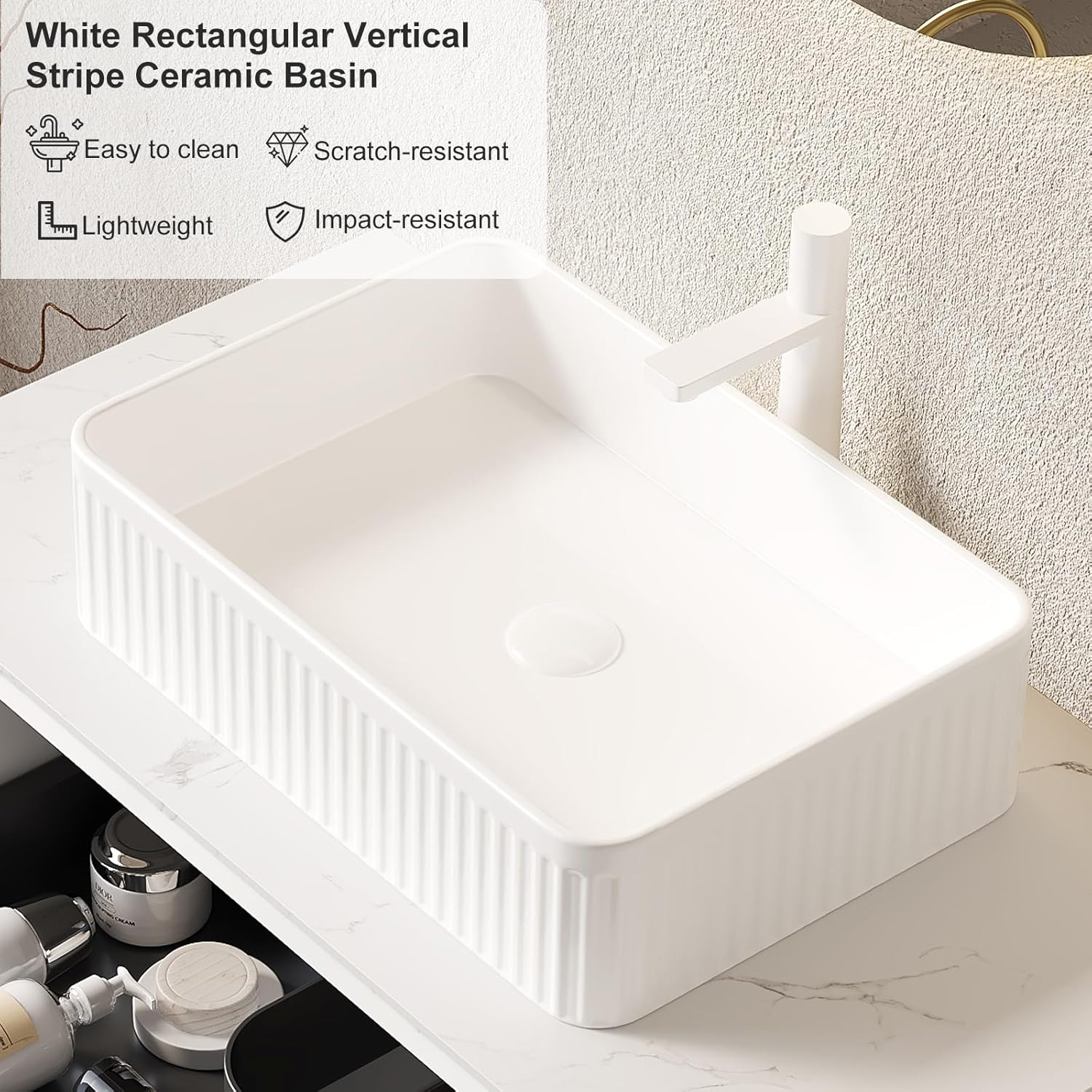 30"Floating Bathroom Vanity with Sink, Modern Bathroom Vanities with Rectangular Ceramic Basin and Marble Top, Extra Large Storage Drawer, Soft-Close Design, Pre-Assembled Cabinet,Brown