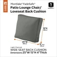 thumbnail image 2 of Classic Accessories  25 x 15 x 4 in. Montlake Outdoor Lounge Chair & Loveseat Back Cushion, Light Charcoal, 2 of 14