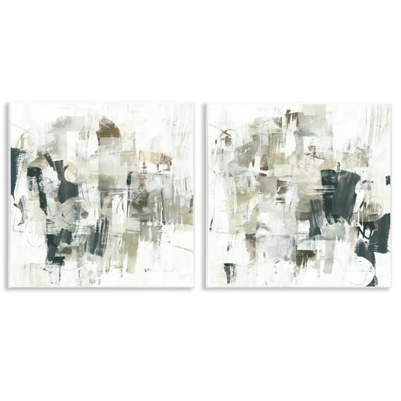Stupell Industries Distressed Pale Paint Abstract Painting Unframed Art Print Wall Art, 12 x 12, Set of 2