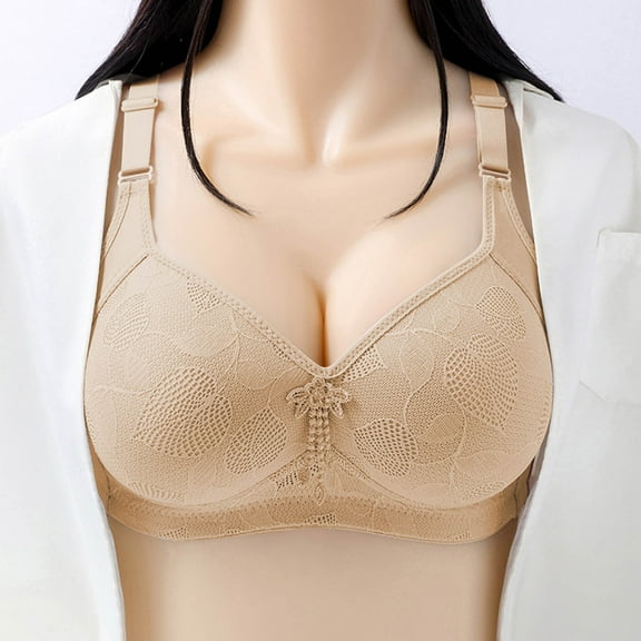 Women's Plus Size Bras No Wire Push up Bras for Women Wireless Supportive Lace Breathable Large Size Comfort for Everyday
