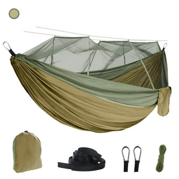 Hamaca para acampar, hamaca doble portátil con red, tienda de hamaca para 2 personas con correas de 2 * 10 pies, lo mejor para viajes de supervivencia al aire libre ZefeiWu 9024715138958