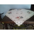 thumbnail image 3 of Doily Boutique Christmas Tablecloth or Table Topper Square Embroidered with Red Cardinals on Antique Fabric, 36 inches, 3 of 6