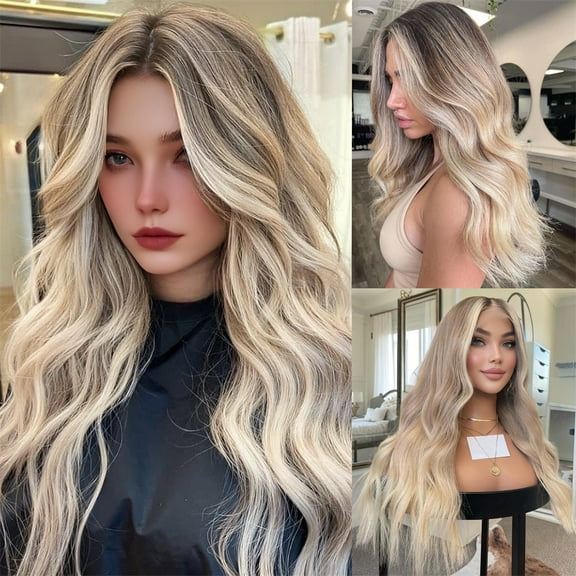 Balayage 13x4 HD Transparent Lace Front Wigs Human Hair Pre Plucked Natural Hairline Human Hair Wig With Baby Hair Luxe Hazelnut Ash Blonde Ombre Hightlight Body Wave Remy Human Hair Wigs