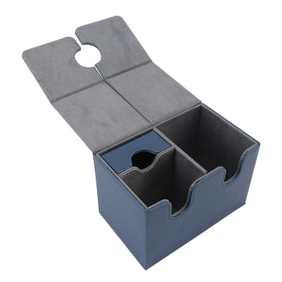 Card Deck Box, Premium PU Leather, Sturdy Structure, Holds 200+ Cards, Detachable Tray, Compatible with CCG, for Trading Cards Collectible Cards, Black
