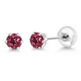 thumbnail image 5 of Gem Stone King Platinum Pink Tourmaline Stud Earrings for Women Men (0.50 Cttw, Gemstone October Birthstone, Round 4MM), 5 of 6