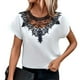 thumbnail image 1 of Mujeres camiseta crew Masajeadores de cuello manga corta Encaje suelta hem casual blusa para oficina al aire libre, 1 of 6