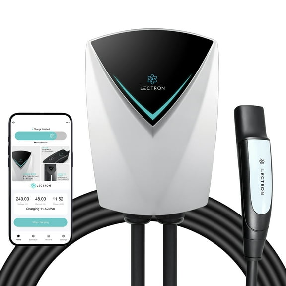 Lectron Tesla (NACS) V-Box Pro Electric Vehicle Charging Station (WiFi) 48 Amp with App Control - Level 2 EV Charger (240V) with NEMA 14-50 Plug/Hardwired Compatible with All Tesla Models S/3/X/Y