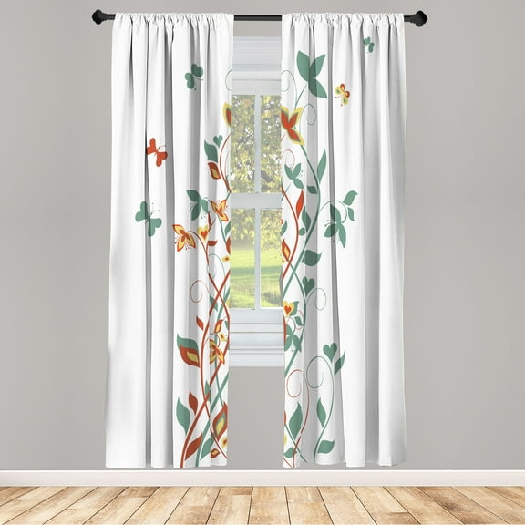 Ambesonne Spring Curtains, Tree Swirling Persian Lilac, Pair of 28"x84", Laurel Green