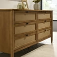 thumbnail image 3 of Roundhill Furniture Vichy Wood and Rattan 6-Drawer Dresser, 3 of 9