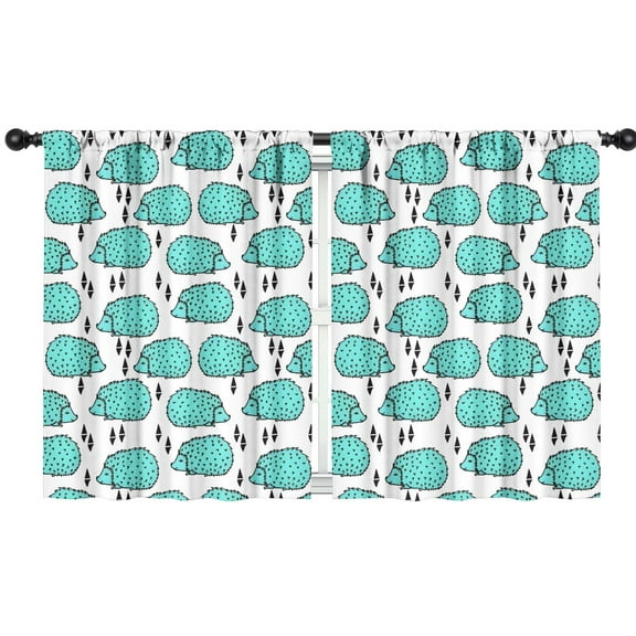 Blackout Kids Curtains,Green Hedgehog Childrens Insulated Curtains Set Of 2,Bedroom Essentials,Toddler Room Decor 42"x54"(106x137cm)