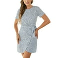 thumbnail image 3 of B91xZ Robes de Travail pour Femmes Manches Courtes Fente Latérale Robes Mini Évasées, Bleu TG, 3 of 5