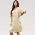 thumbnail image 2 of Women's Satin Midi Dress with V-Neckline and Flutter Sleeves for a Relaxed Elegant Fit - X Large, Light Beige, 2 of 7
