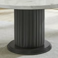 thumbnail image 4 of Valencia 54" Rd White Faux Marble Dining Tbl w/Gray PVC Pedestal+Gray Wood Base, 4 of 5