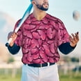 thumbnail image 6 of Daiia Pink Butterfly Mens Baseball Jersey Button Down Shirts Short Sleeve Sports Uniforms-4X-Large, 6 of 9