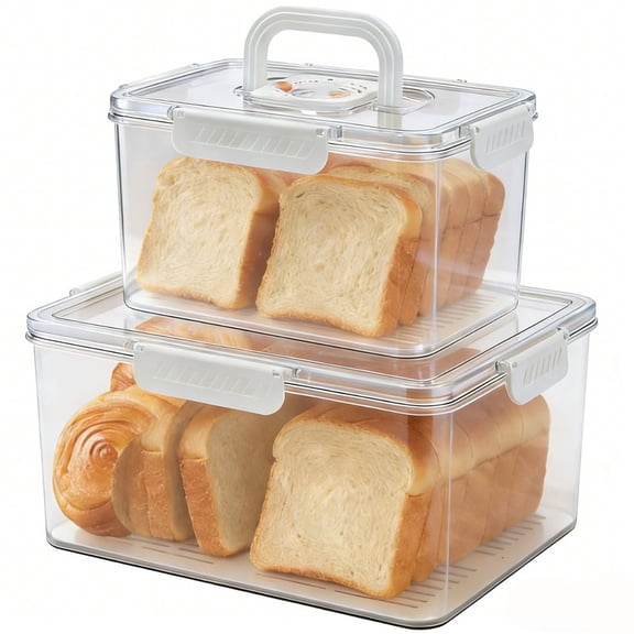 Pethiy Extra Large Airtight Bread Box for Kitchen Counter, Time Recording Bread Storage Container with Lid, Bread Keeper for Homemade Bread, Toast, Bagels, Donuts & Cookies
