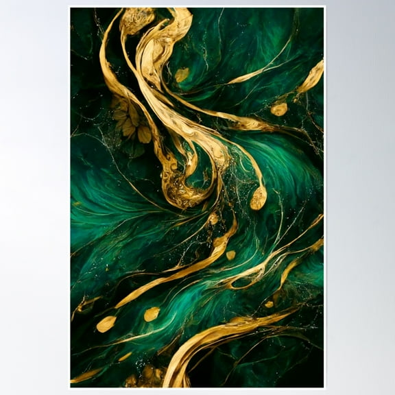 Forest Green And Gold Poster Wall Art, Modern Wall Decor, 8x12 UNFRAMED