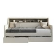 thumbnail image 3 of Home Design Brianna Twin Daybed with Upholstered Frame, Nailhead Trim, Built-In Storage with Two Drawers, Stylish Seating and Sleeping Solution, Warm Gray, 3 of 6