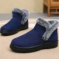 thumbnail image 2 of Platform Winter Boots for Women Slip on Suede High Top Loafers Plush Lined Snow Booties Casual Warm Comfy Outdoor Flat Walking Shoes Blue Size 8, 2 of 6