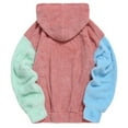 thumbnail image 3 of ZAFUL Color-blocking Splicing Drawstring Fuzzy Hoodie Light Coral XL, 3 of 5
