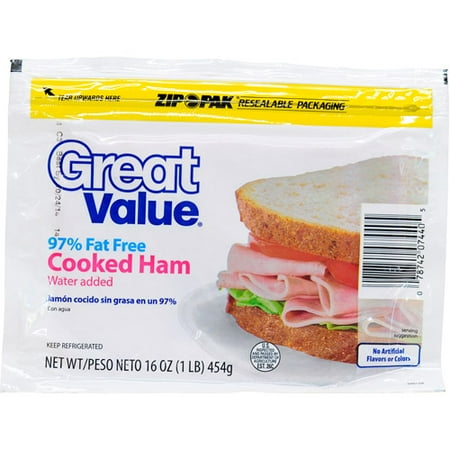 Great Value Cooked Ham, 16 oz