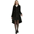 thumbnail image 3 of FUNING Long Trench Pea Coat for Women -  Winter Trench Coat Goth Lapel Peacoat Outwear Thick Hood Pea Jacket Trenchcoat, 3 of 7