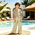 thumbnail image 5 of WhouRiu Boys Girls Baggy Wide Leg Pants Unisex Solid Color Drawstring Waist Sweatpants Kids Summer Outdoor Breathable Lightweight Trousers,10-11 Years, 5 of 9