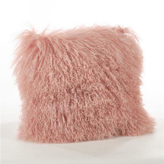 Saro Lifestyle 100% Wool Mongolian Lamb Fur Poly Filled Throw Pillow