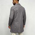 thumbnail image 6 of EANJE Mens Trench Coat Notched Lapel Single Breasted Long Windbreaker Jacket Lightweight Casual Classic Overcoat Gray M, 6 of 7