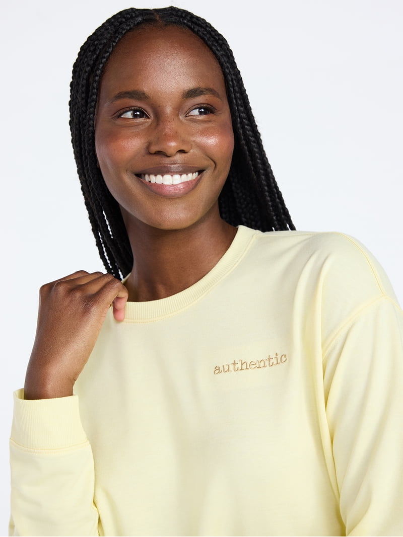 Joyspun Women's French Terry Long Sleeve Sleep Top and Joggers