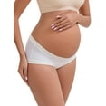thumbnail image 4 of INSPIRE CHIC Women's Ice Silk Ribbed V-Shaped Low Rise Maternity Briefs Color Patchwork Pregnancy Panties 2 Packs M 1 Beige 1 White, 4 of 4
