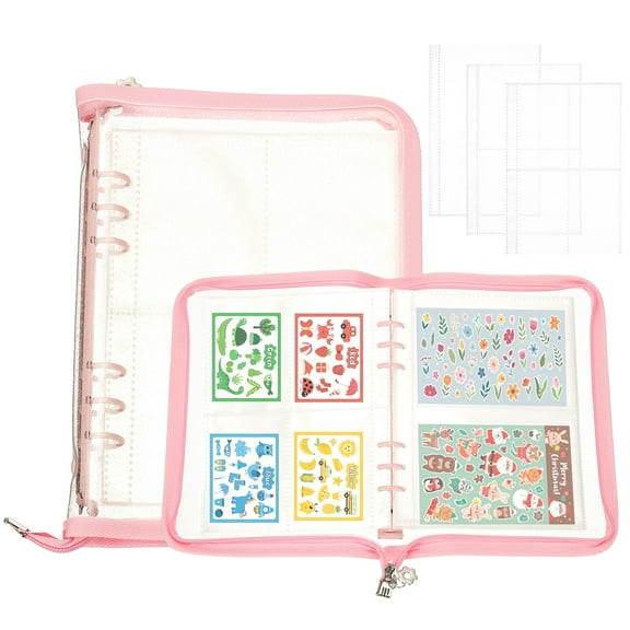 Uxcell Sticker Organizer Binder, Reusable A5 Album with 220 Pocket, Pink