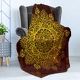 thumbnail image 4 of Mandala Soft Flannel Fleece Throw Blanket, Ornamental Snowflake Floral Traditional Oriental Graphic Artwork, Cozy Plush for Indoor and Outdoor Use, 50" x 60", Yellow Brown, by Ambesonne, 4 of 5